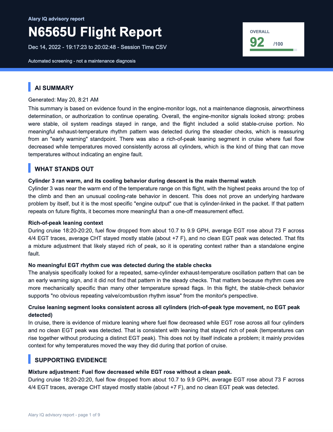 PDF report cover and review summary page